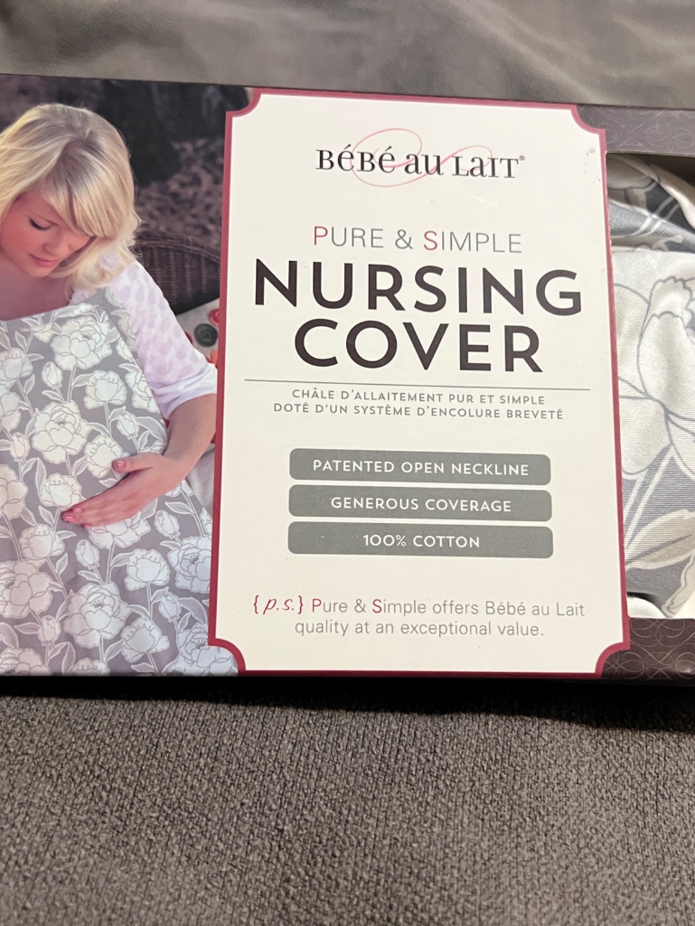 Bebe au Lait Gray Floral Nursing Cover Gray and White Floral Pattern